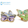 Free sample bulk cheap oem custom metal zinc alloy gold plated enamel glitter epoxy souvenir animal brooch butterfly lapel pin